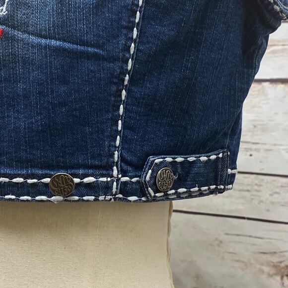 RTB Real Tough Babe Embroidered Denim Vest MEDIUM Embellished Bitchism - Picture 6 of 10